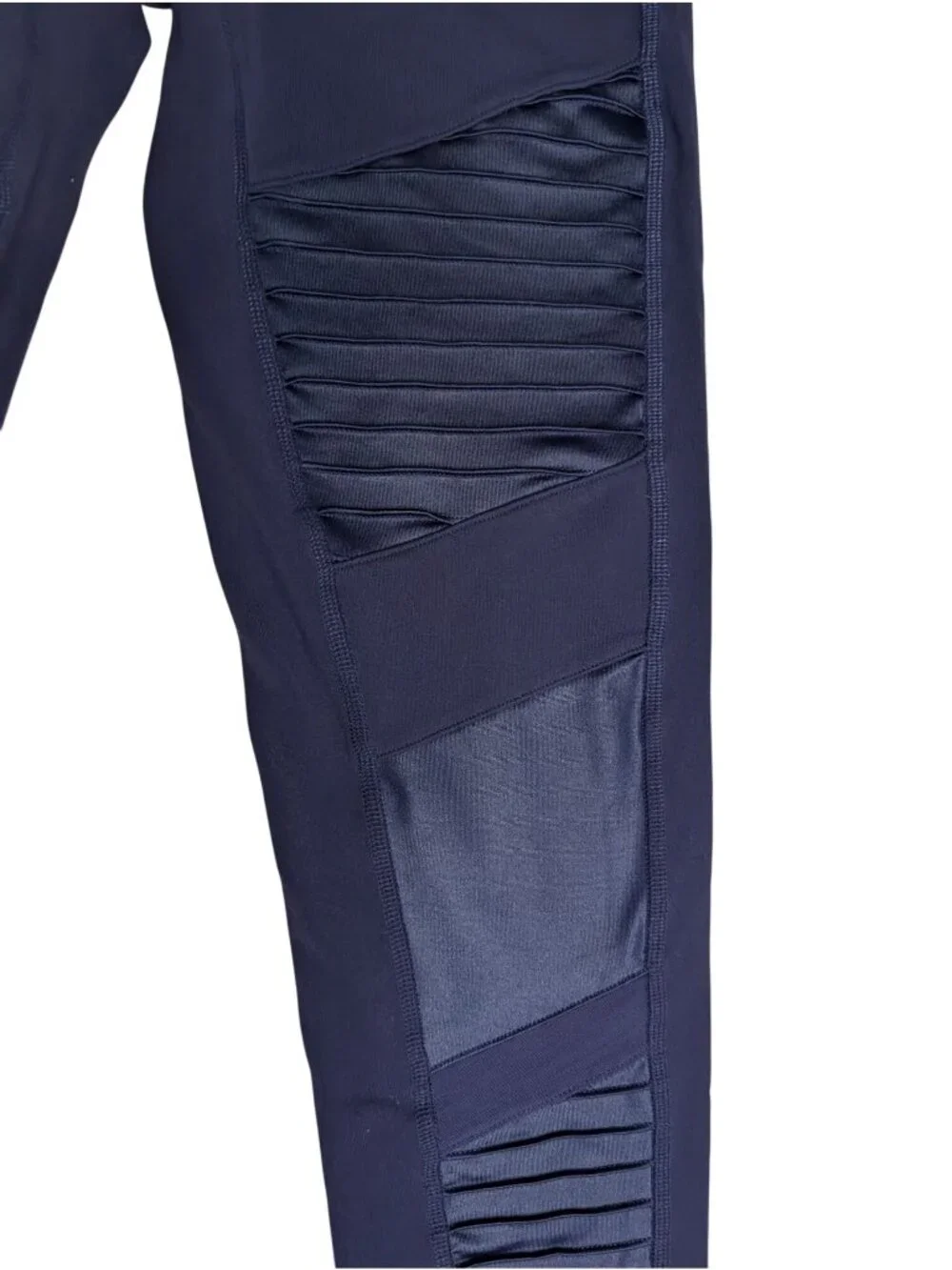 Alo Yoga Moto Leggings Womens Size M Navy Blue Athletic Athleisure Stretch Mesh